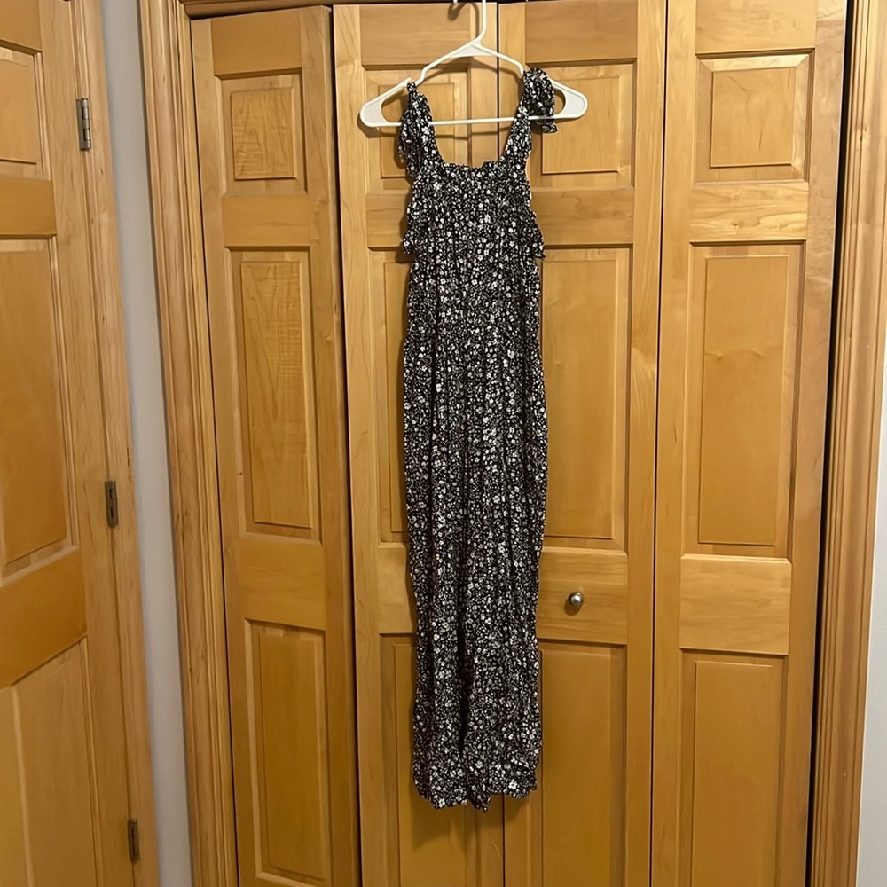 Black and white floral jumpsuit